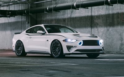 Ford Mustang motor, dizel motor, farlar, 2017 araba, park, süper arabalar, tuning, Ford