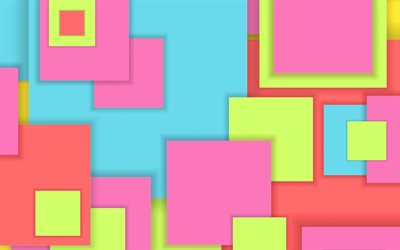 multicolored squares, material design, multicolored abstraction, rectangles, geometric shapes