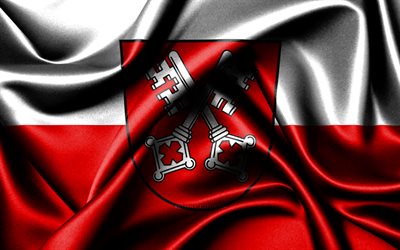 bandeira de regensburg, 4k, cidades alemãs, bandeiras de tecido, dia de regensburg, bandeira de ratisbona, bandeiras de seda onduladas, alemanha, cidades da alemanha, regensburg