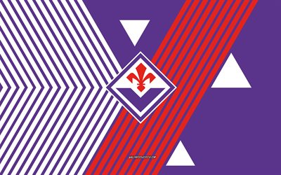 ACF Fiorentina logo, 4k, Italian football team, purple white lines background, ACF Fiorentina, Serie A, Italy, line art, ACF Fiorentina emblem, football, Fiorentina