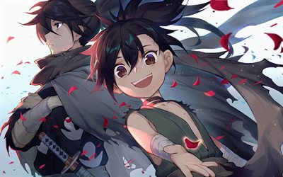 Hyakkimaru, Dororo, red petals, protagonists, Dororo series, manga, Dororo characters, warriors, Hyakkimaru Dororo