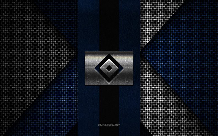 Hamburger SV, 2 Bundesliga, black blue knitted texture, Hamburger SV logo, German football club, Hamburger SV emblem, football, Hamburg, Germany