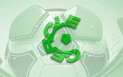 cercle brugge ksvの光沢のあるロゴ, 4k, 緑のサッカーの背景, ジュピラー プロ リーグ, サッカー, ベルギーのサッカー クラブ, cercle brugge ksvのロゴ, サークル・ブルッヘksvエンブレム, サークル・ブルッヘ fc, フットボール, スポーツのロゴ, サークル ブルージュ ksv