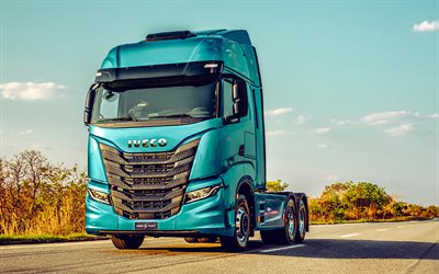 4k, Iveco S-WAY 480 6x2, highway, 2022 trucks, LKW, cargo transport, Blue Iveco S-Way, 2022 Iveco S-Way, blue truck, italian trucks, Iveco