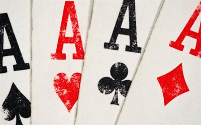 fyra ess, 4k, poker, kasino, kombinationer i poker, fyra av ett slag, fyra kort, spelar kort