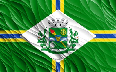 4k, drapeau paulinia, drapeaux 3d ondulés, villes brésiliennes, drapeau de la pauline, jour de paulinia, vagues 3d, villes du brésil, paulinia, brésil