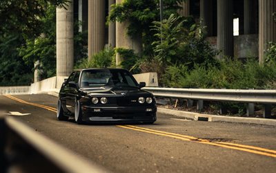 coupé, la optimización, el BMW M3 E30, carretera, negro m3, BMW