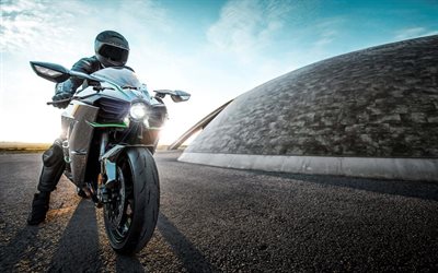 Kawasaki Ninja H2, 2017 motos, el piloto, H2R, superbikes, Kawasaki