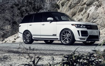 Land Rover voiture de luxe, Suv, 2016, le Range Rover Vogue, blanc Range Rover