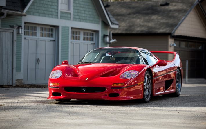 Ferrari F50, 1995, voitures de sport, rouge Ferrari, voitures rétro, Ferrari