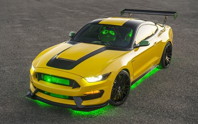 Ford Mustang Shelby GT350 Ole Grita, supercars, la optimización de 2016, amarillo mustang
