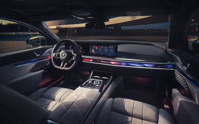 2023, BMW 7 Series, 4k, interior, inside view, dashboard, BMW 7 interior, luxury sedan, German cars, BMW 7