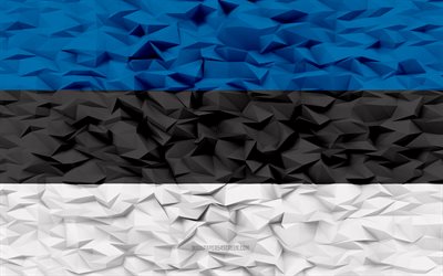 estlands flagga, 4k, 3d polygon bakgrund, 3d polygon textur, 3d estlands flagga, estlands nationella symboler, 3d konst, estland
