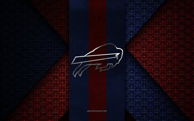 Buffalo Bills, NFL, blue red knitted texture, Buffalo Bills logo, American football club, Buffalo Bills emblem, American football, New York, USA