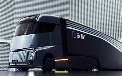 Geely Electric Semi, 4k, electric trucks, 2024 trucks, cargo transport, LKW, 2024 Geely Electric Semi, picture with Geely, trucks, Geely
