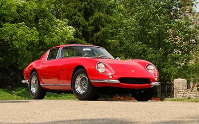 Ferrari 275 GTB, 1966, voitures rétro, coupe, rouge ferrari