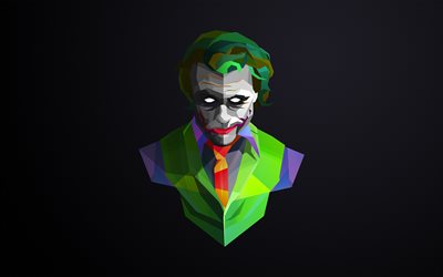 Joker, poligonal, creativo, fondo gris