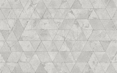 textura de piedra clara, textura de piedra de triángulos, textura de mosaico de triángulos, fondo de mosaico gris, mosaico triangular, textura de piedra