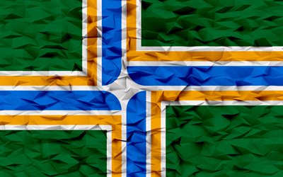 Flag of Portland, Oregon, 4k, American cities, 3d polygon background, Portland flag, 3d polygon texture, Day of Portland, 3d Portland flag, American national symbols, 3d art, Portland, USA
