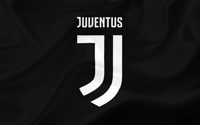 Juventus, 4k, 2017 logo, football club, black backround, Juventus new logo