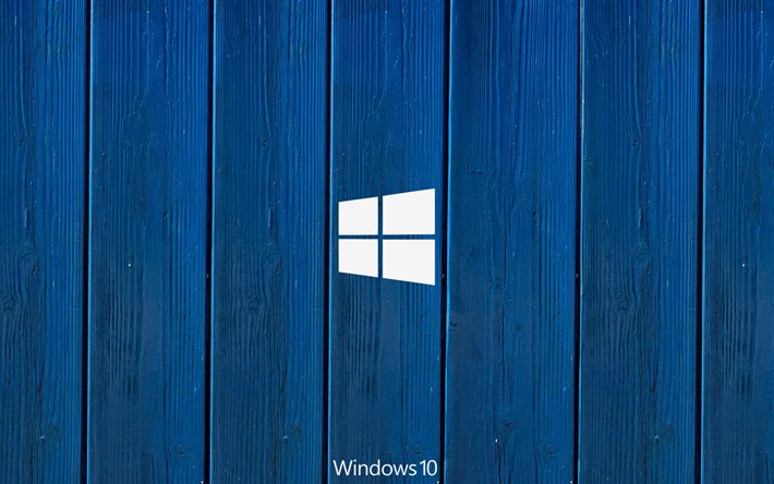 windows 10, logotipo, textura de madeira