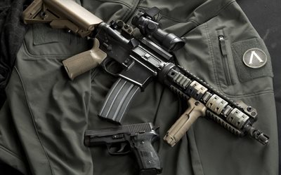 ar 15, nosotros f229, rifle semiautomático, hdr, rifles de asalto, rifle americano, de cerca, rifles, larue táctico