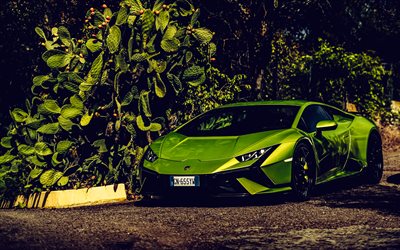 2023, Lamborghini Huracan Tecnica, 4k, front view, exterior, green Huracan, Lamborghini Huracan tuning, Italian supercars, Lamborghini