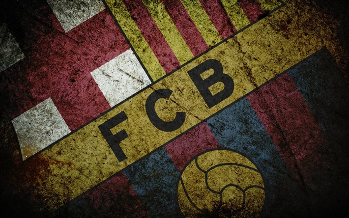 Le FC Barcelone, le grunge, le logo, l'emblème, le fan art