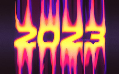 2023 Happy New Year, 4k, abstract art, 2023 concepts, 2023 abstract digits, Happy New Year 2023, creative, 2023 violet background, 2023 year