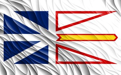 4k, Newfoundland and Labrador flag, wavy 3D flags, canadian provinces, flag of Newfoundland and Labrador, Day of Newfoundland and Labrador, 3D waves, Provinces of Canada, Newfoundland and Labrador, Canada