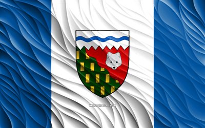 4k, 노스웨스트 준주 국기, 물결 모양의 3d 플래그, 캐나다 지방, 노스웨스트 준주의 국기, 노스웨스트 준주의 날, 3d 파도, 캐나다의 지방, 노스웨스트 준주, 캐나다