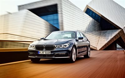 BMW 7 Serisi 2016 arabalar, G11, 730d, hareket, Gümüş bmw