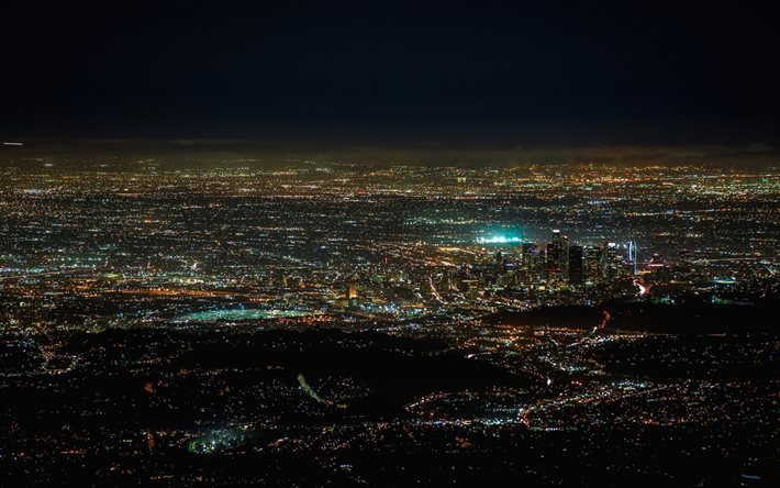 California, panorama, gece, Amerika, ABD