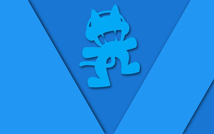 Monstercat, creativo, fondo azul, logotipo