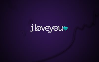 我爱你, 创意, 紫色背景