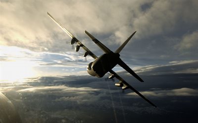 avion militaire Lockheed C-130 Hercules, ciel