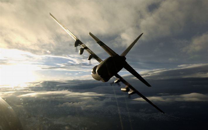 askeri uçak, Lockheed C-130 Hercules, gökyüzü
