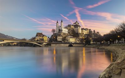 aarburg, القلعة, مساء المدينة, سويسرا
