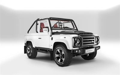 Land Rover Defender 90, 2016, Overfinch, SUV, convertible, white Defender, Land Rover