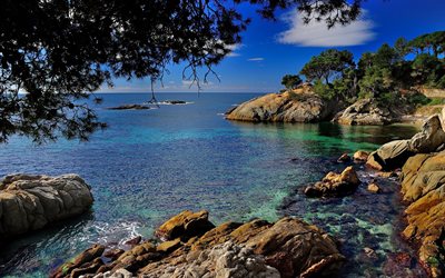 Costa Brava, deniz, yaz, Spain