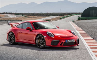 Porsche 911 GT3, 4k, süper, 2018 arabalar, sportcars, Porsche