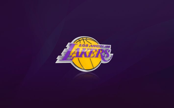 Lakers de Los Angeles, le logo de la NBA, les Lakers de los angeles, basket-ball, fond violet
