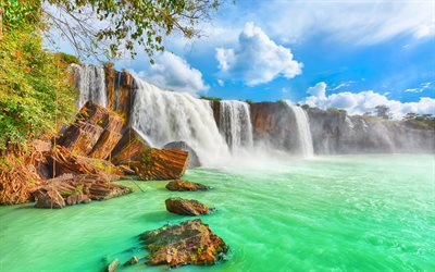dray nur waterfalls, verão, bela cachoeira, vietnã