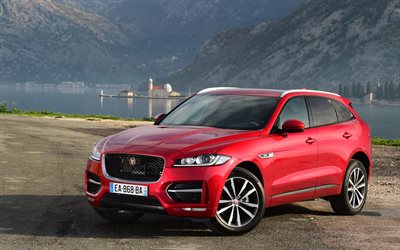 jaguar f-pace, crossoverit, 2016, luksusautot punainen jaguar