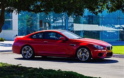 BMW M6, F12, supercars, Serie 6, aparcamiento, rojo bmw