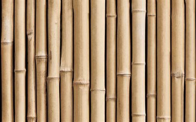 bambu çubukları, 4k, bambu dokular, vektör dokular, kahverengi bambu, doğal dokular, bambu sapları, bambu arka planlar, bambu