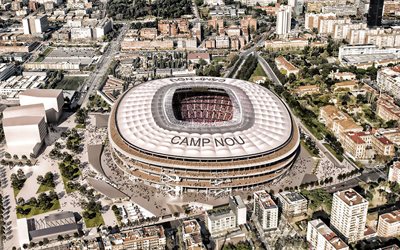 कैंप नोउ परियोजना, नवीकरण, बार्सिलोना, कैटालोनिया, नए क्षेत्र, बार्सिलोना एफसी स्टेडियम, बार्सिलोना पैनोरमा, बार्सिलोना शहर का दृश्य, स्पेन