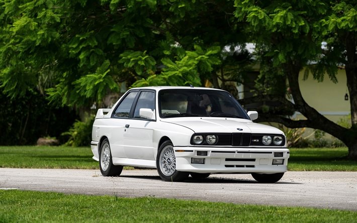 bmw m3, e30, 1990, coupe, valkoinen bmw