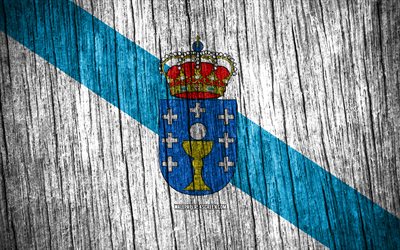 4K, Flag of Galicia, Day of Galicia, spanish communities, wooden texture flags, Galicia flag, Communities of Spain, Galicia, Spain