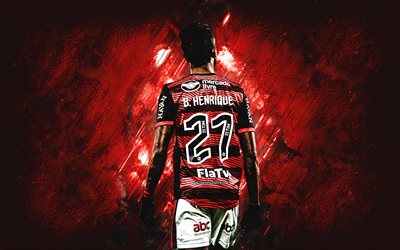 Bruno Henrique, Flamengo, Brazilian football player, red stone background, football, Serie A, Brazil, Clube de Regatas do Flamengo